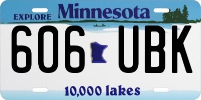 MN license plate 606UBK