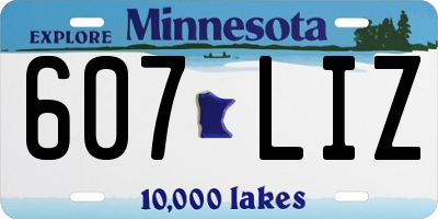 MN license plate 607LIZ