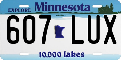 MN license plate 607LUX