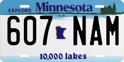 MN license plate 607NAM