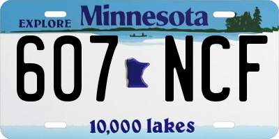 MN license plate 607NCF