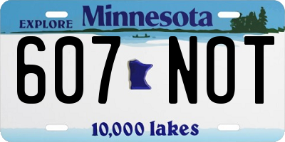 MN license plate 607NOT