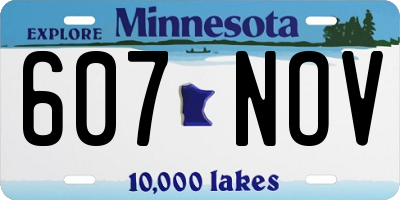 MN license plate 607NOV