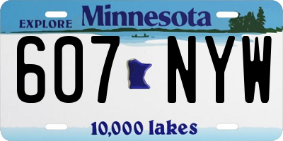 MN license plate 607NYW