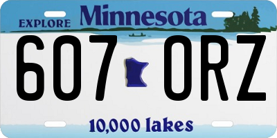 MN license plate 607ORZ