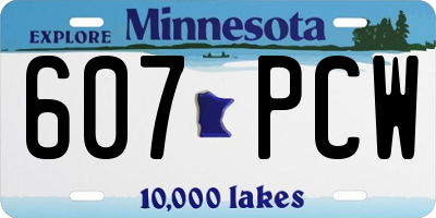 MN license plate 607PCW
