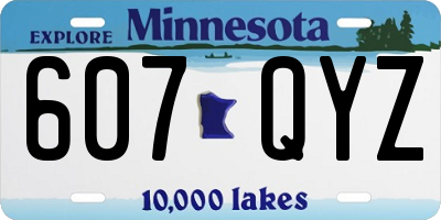 MN license plate 607QYZ