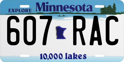 MN license plate 607RAC