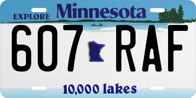 MN license plate 607RAF