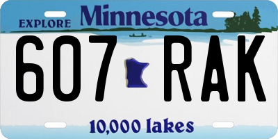 MN license plate 607RAK