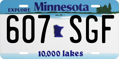MN license plate 607SGF