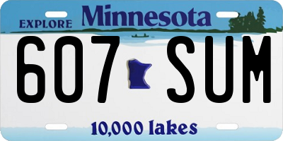 MN license plate 607SUM