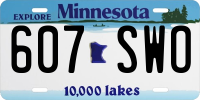 MN license plate 607SWO