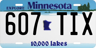 MN license plate 607TIX