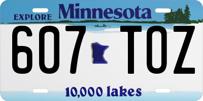 MN license plate 607TOZ