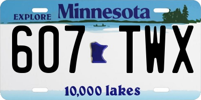 MN license plate 607TWX