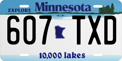 MN license plate 607TXD