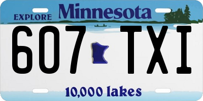 MN license plate 607TXI