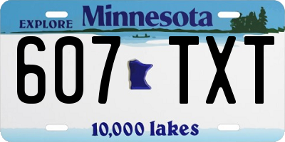 MN license plate 607TXT