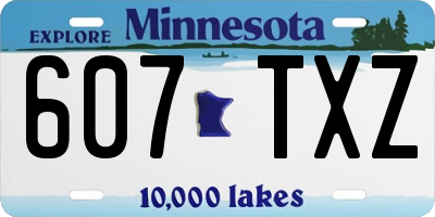 MN license plate 607TXZ