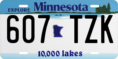 MN license plate 607TZK