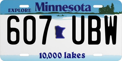 MN license plate 607UBW