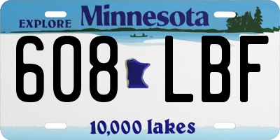 MN license plate 608LBF