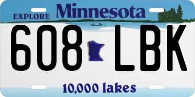 MN license plate 608LBK
