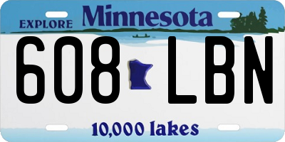 MN license plate 608LBN