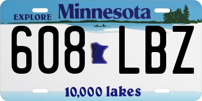 MN license plate 608LBZ