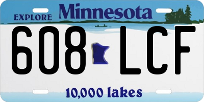MN license plate 608LCF
