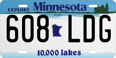 MN license plate 608LDG