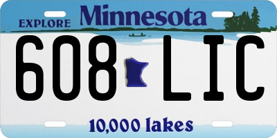 MN license plate 608LIC