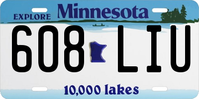 MN license plate 608LIU