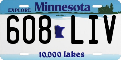 MN license plate 608LIV