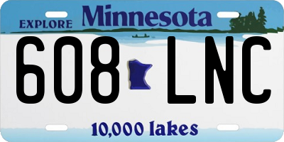 MN license plate 608LNC