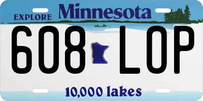 MN license plate 608LOP