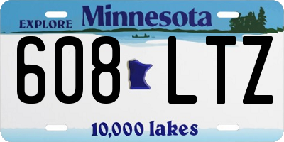 MN license plate 608LTZ