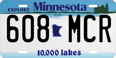 MN license plate 608MCR