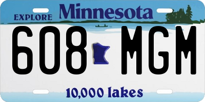 MN license plate 608MGM