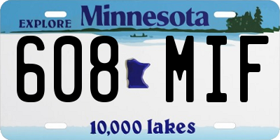 MN license plate 608MIF