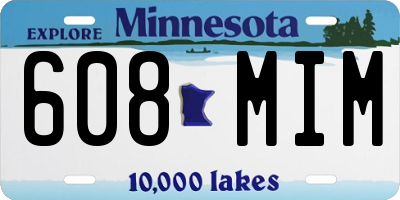 MN license plate 608MIM