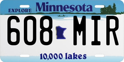 MN license plate 608MIR