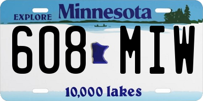 MN license plate 608MIW