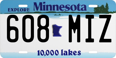 MN license plate 608MIZ