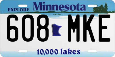 MN license plate 608MKE
