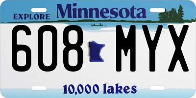 MN license plate 608MYX