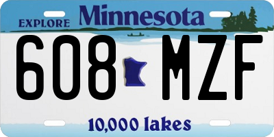 MN license plate 608MZF