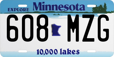 MN license plate 608MZG