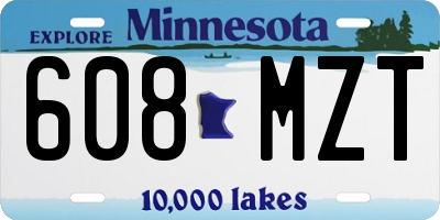MN license plate 608MZT